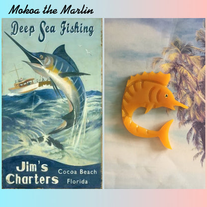 MOKOA - the marlin brooch - butterscotch