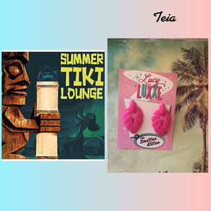 TEIA - tiki lounge earrings - Hot pink
