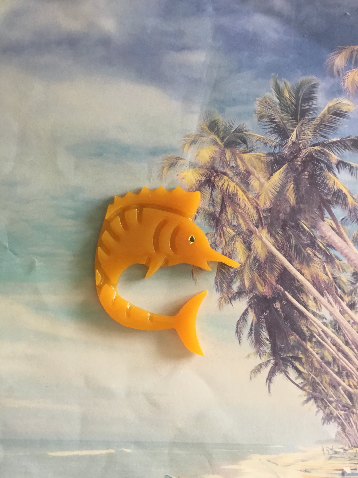 MOKOA - the marlin brooch - butterscotch