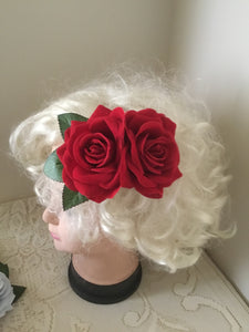 Beautiful double flocked rose clips - various colours