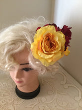 Load image into Gallery viewer, KATIE - large vintage inspired cluster hairflower - Yellow / Red
