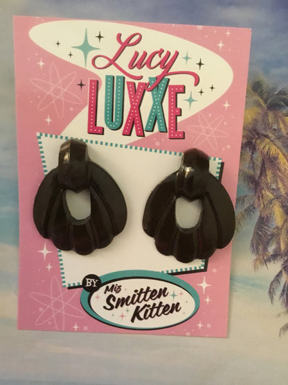 LONO - tiki lounge style earrings - Chocolate brown