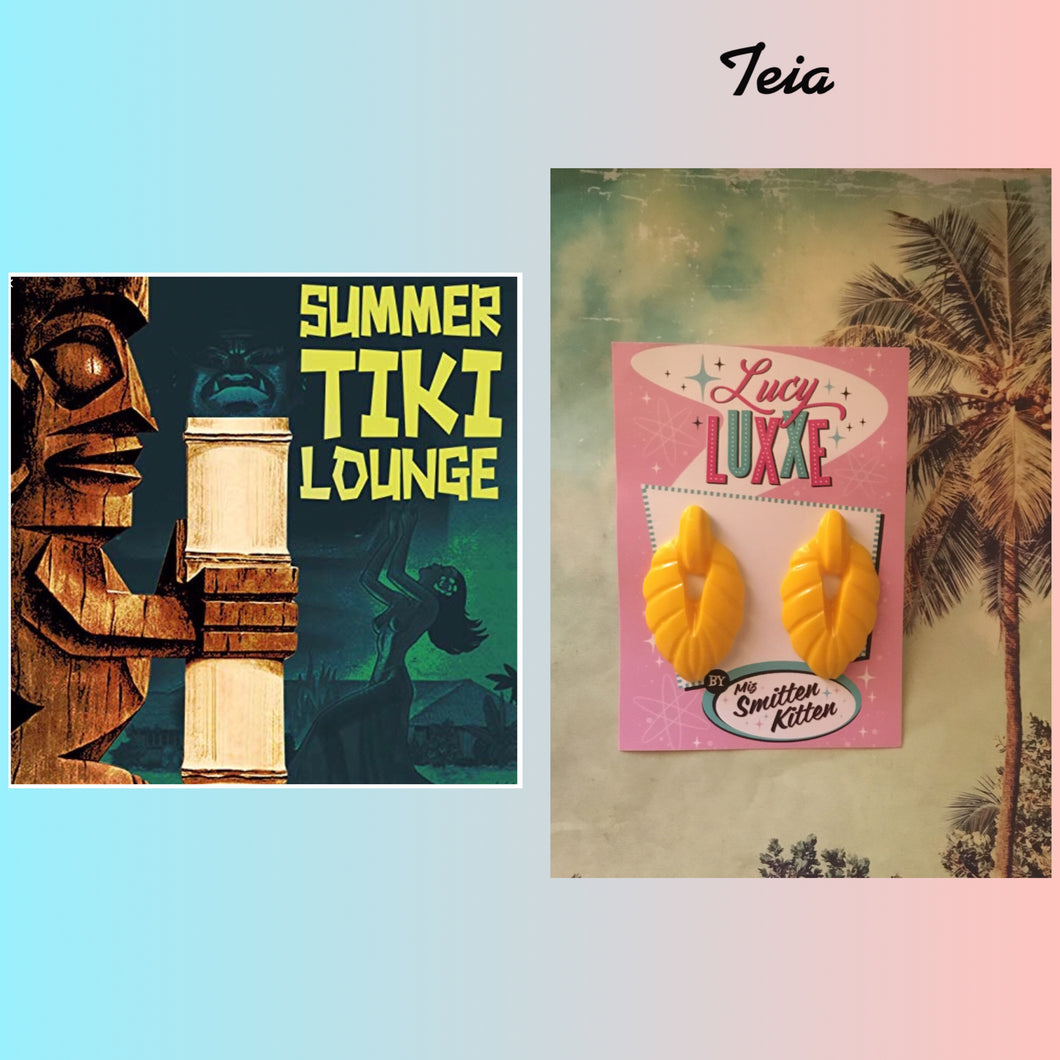 TEIA - tiki lounge earrings - Yellow