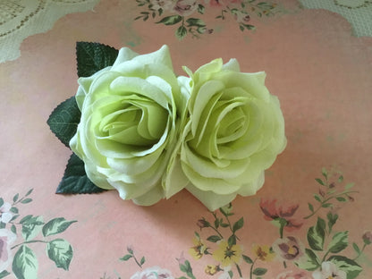 Beautiful double flocked rose clips - various colours