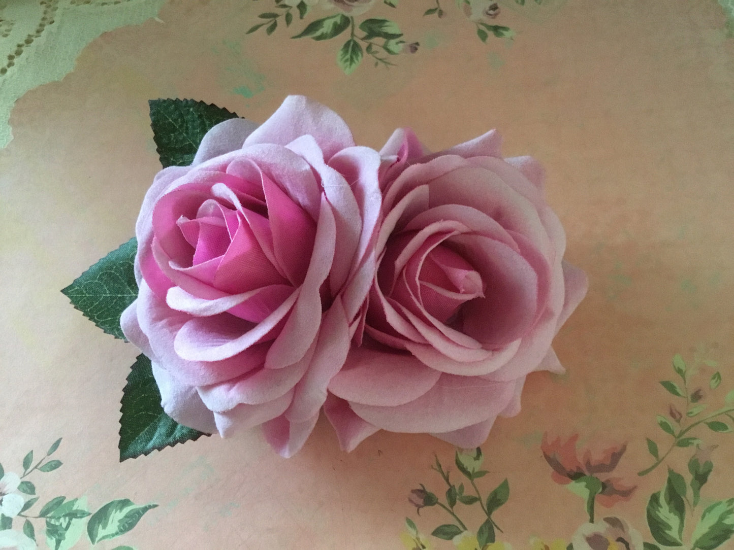 Beautiful double flocked rose clips - various colours