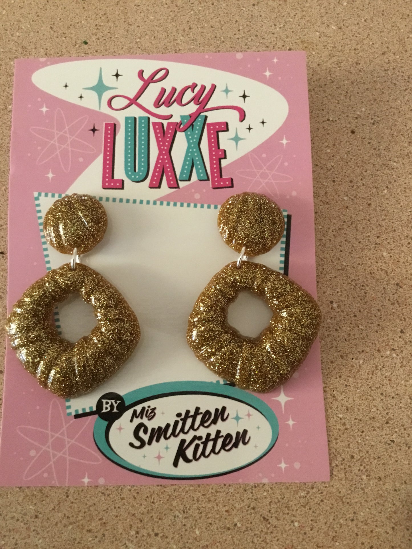 DOROTHY - bamboo style hoop earrings - gold glitter