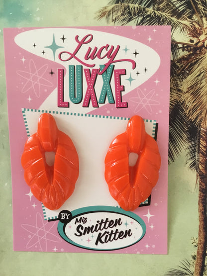 TEIA - tiki lounge earrings - Orange