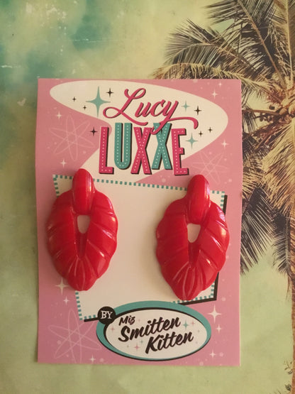 TEIA - tiki lounge earrings - Red