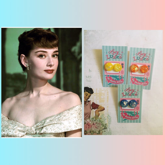 AUDREY - confetti lucite dome earrings - various colours