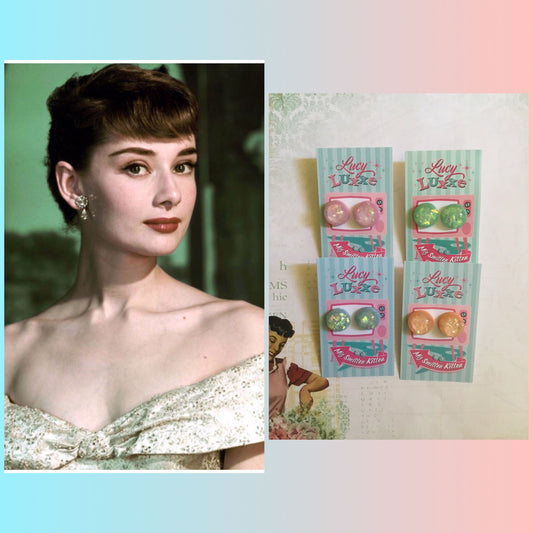 AUDREY - confetti lucite dome earrings - various colours