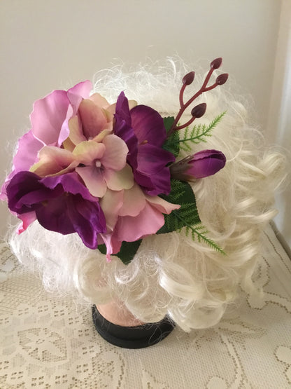 KATIE - large vintage inspired cluster hairflower - Purple