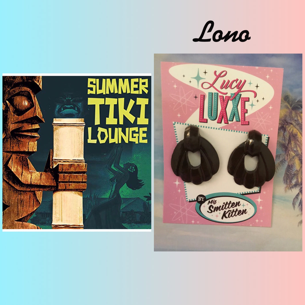 LONO - tiki lounge style earrings - Chocolate brown