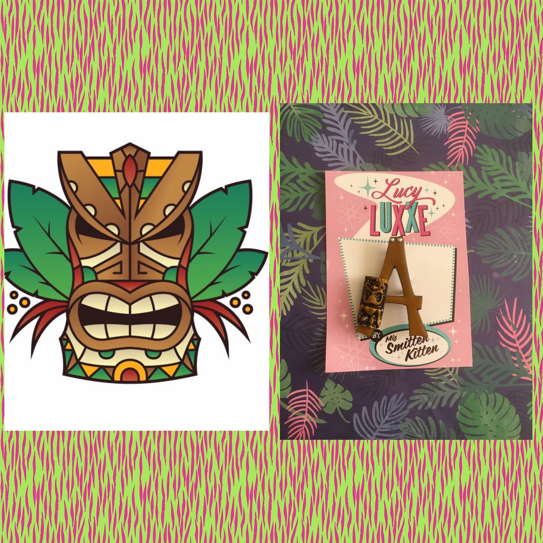 A - TIKI initial brooch exclusive design
